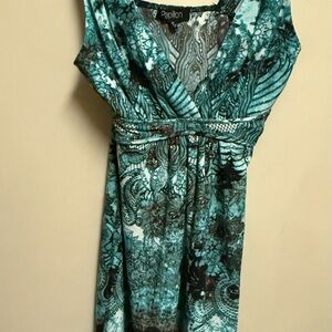 Papillon Blanc Aqua and Black Maxi Dress
